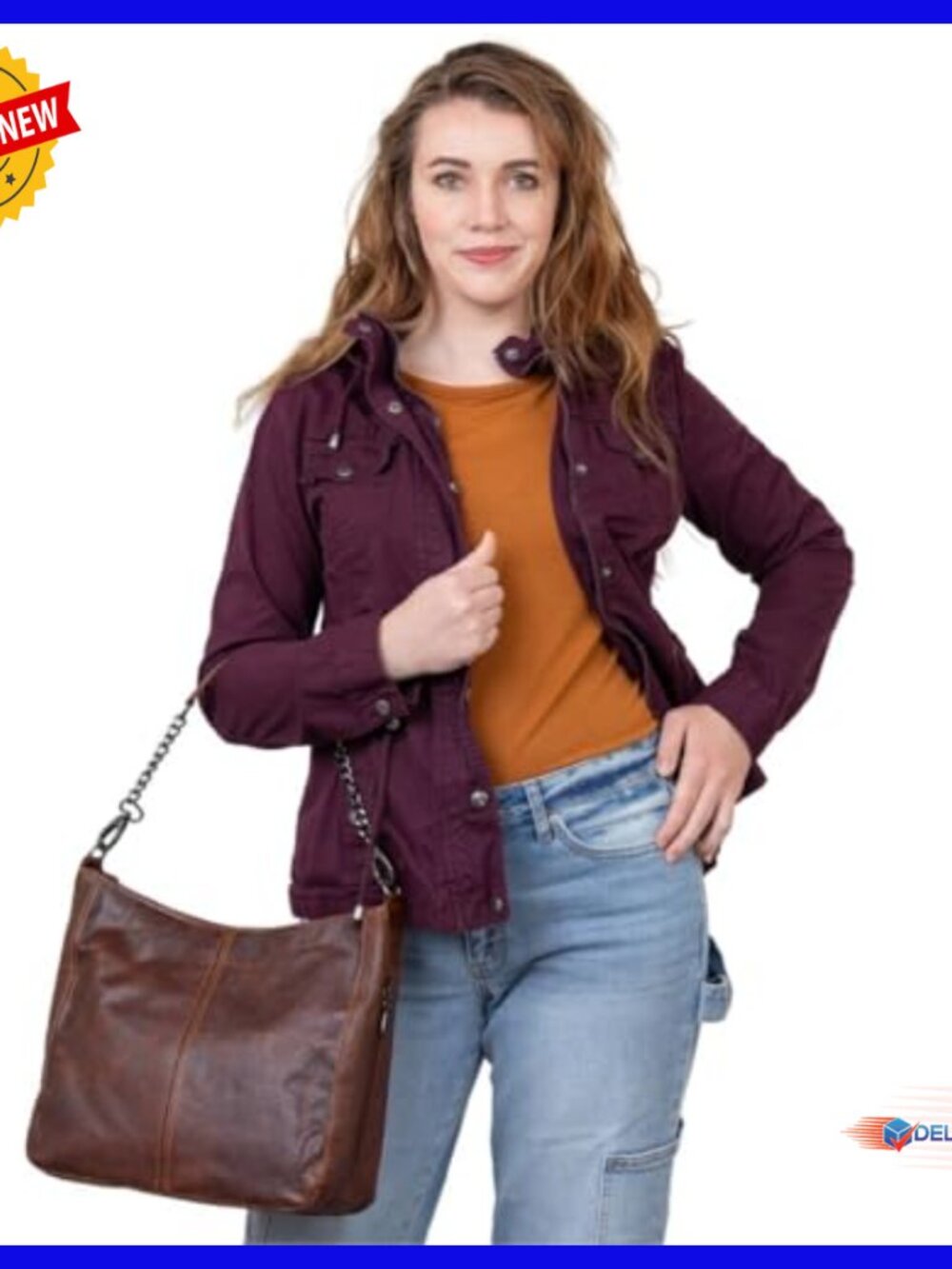 Leather Hobo Handbag with Concealed Carry Pocket and Adjustable Strap - Picture 2 of 7